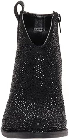 Women Rhinestone Chunky Heel Ankle Bootie WILDER-9 By Pierre Dumas Black 7 | Image 2