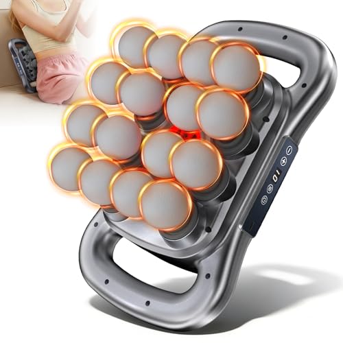 VCZC 16 Head Massage Gun Set - Percussion Massager Deep Tissue with 9 Speed & Levels, 2600mAh Rechargeable Battery, Portable for Back Neck Leg Shoulder (Gray)