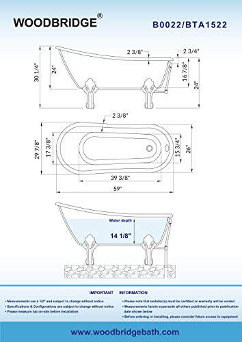 Woodbridge BTA1522 -MB-FEET+ MB-DRAIN + MB FAUCET Bta1522-Mb-Feet Drain + Mb-Faucet Bathtub thumb #5