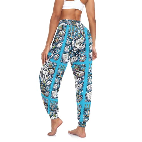Women's Harem Pant Happy-Hanukkah-Blue-Menorah Yoga Boho Trousers Summer Beach Pant Jogger Pant Sweatpant4