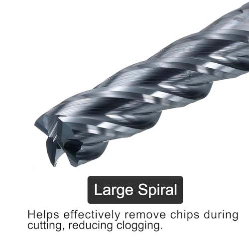 Image of uxcell Carbide Square End Mill, 1 /2 inch Dia AlTiN Coated 4 Flutes Milling Bit Cutter, for Carbon Steel Alloy Steel Titanium Metal, 1 /2 inch Shank 2 inch Cut Length 4 inch Extra Long HRC50