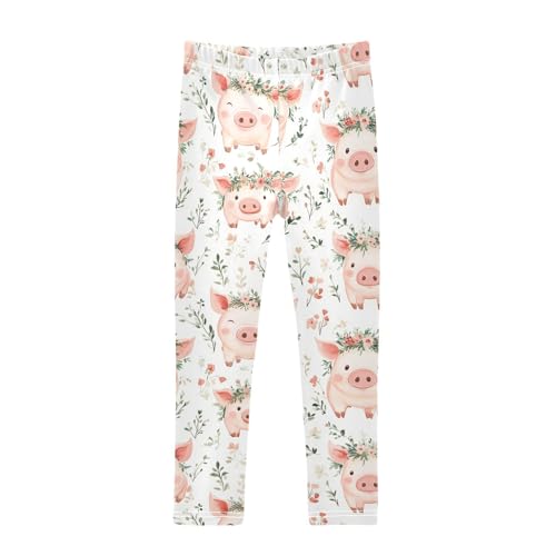 Pigs Wreaths Girls' Leggings Toddler Doodles Cute Kids Yoga Pants Dance Active Tights 4T
