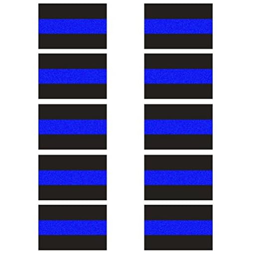 10 Pack Reflective License Plate Stickers (1.5" x 1") Police Thin Blue Line Vinyl Decal Stickers Honoring Police Law Enforcement Vinyl Window Laptop Tape