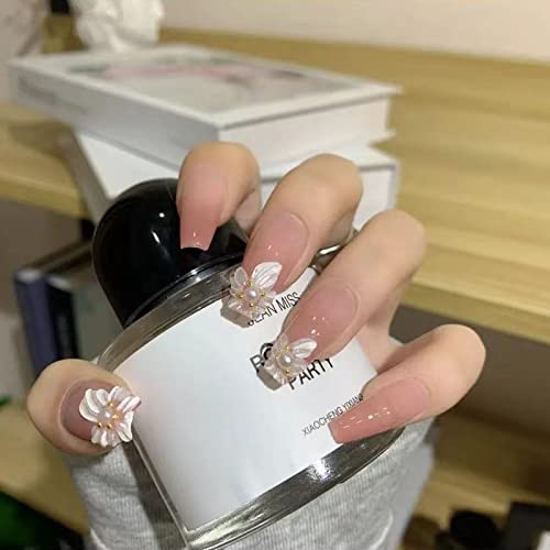 Caizqbry 24 Pcs Flower Press on Nails Coffin Long Fake Nails Acrylic Nail Kit Artificial Finger Manicure Full Cover Stick on Nails for Women and Girls