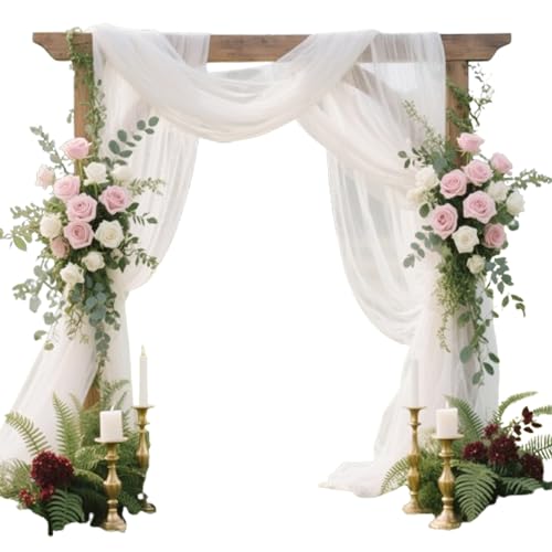 Omnikryp 2 Cortinas Cenefa de Boda Cortinas, Cortina Decorativa Arco, 76 x 600 cm, Tela para Arco de Boda, para Decoración de Bodas, Ceremonia, Recepción, Fiesta