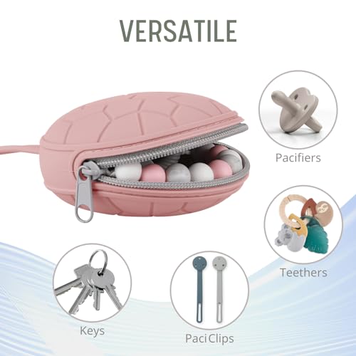 Image of 2 Pack Silicone Pacifier Holder Case, Soft Silicone Newborn Baby Silicone Pacifier Holder for Boys & Girls, Portable Silicone Pacifier Container Case (Blush /Mauve)