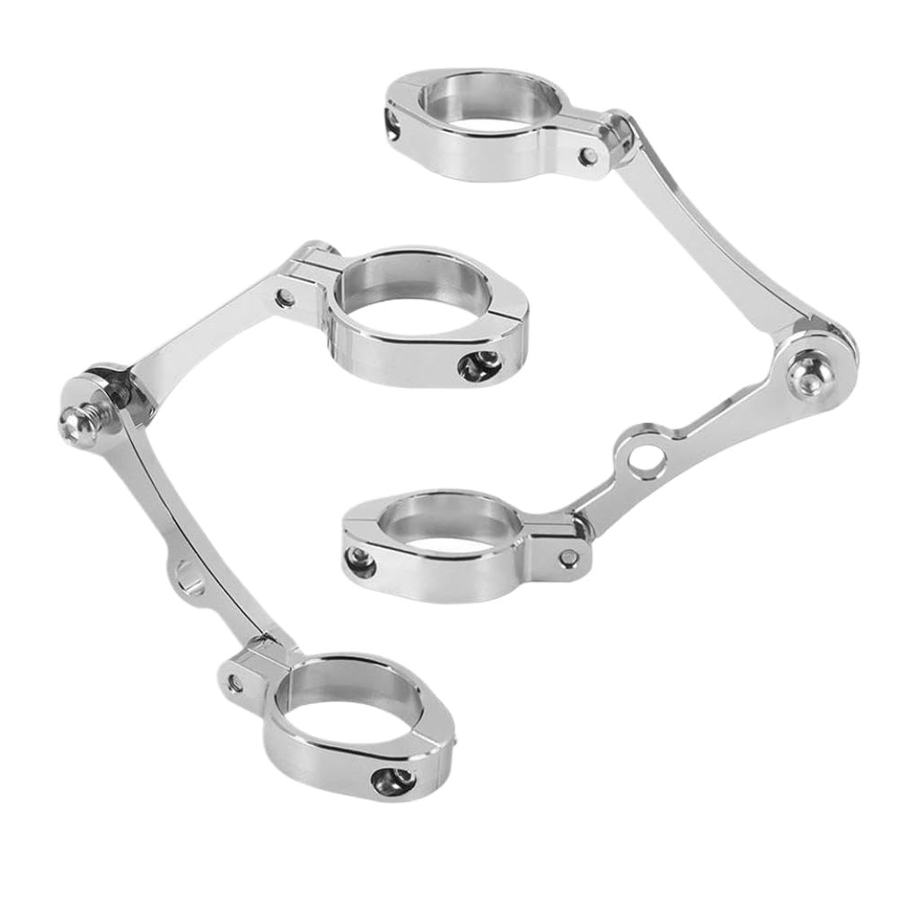 Swyykacqd Chrome Spotlight Holder Cnc Fork Tube Mount Clamp Compatible With Universal Motorcycle 39Mm-41Mm Headlight Bracket(Chrome)