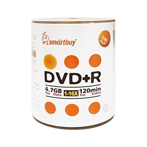 Smartbuy 100 Pack DVD+R 4.7gb 16x Logo Blank Data Video Movie Recordable Disc Cover