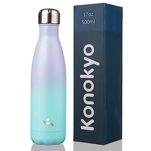 Image of Konokyo Insulated Water Bottles,17 oz Double Wall Stainless Steel Vacumm Metal Flask for Sports Travel,Lavender Green