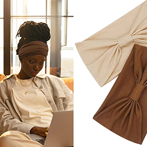 Ivaryss Wide Headbands For Women, Neutral Knotted Head Wraps Turbans, Large African Style Head Bands Hair Accessories, 6 Pack #TOP2