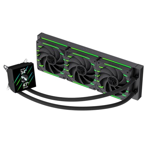 GAMEMAX HAILSTORM 360 BK Refroidisseur de processeur haute performance, écran LCD modulaire 3,95", 24 LED ARGB, 2200 tr/min, 66,89 CFM, moteur renforcé, compatible Intel/AMD