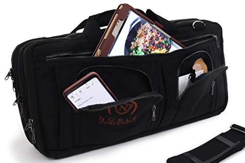 Waxed Canvas Chef Knife Bag Holds 19 Knives Plus Knife Steel Meat Cleaver And Large Storage Compartments! Our Most Durable Professional Line Knife Carrier Includes Custom Padlock! (Bag Only) (Black) #TOP1