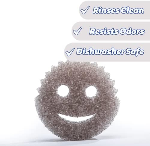 Scrub Daddy Style Sponge, Cleaning Sponges for Washing Up, Dish & Kitchen Sponge as Used by Mrs Hinch, Non Scratch Scrubbing, with FlexTexture Firm & Soft Design, Dishwashing Safe Scrubber, Grey
