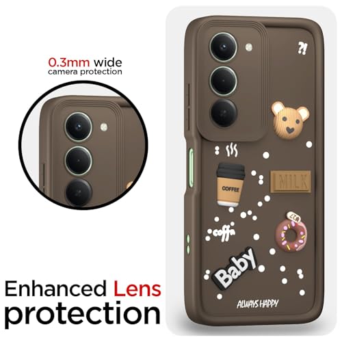 Image of Bintage Ball Bear| Donut| Milk Cake| Baby| Coffee Rubber Case Full Body & Camera Protection Back Cover Compatible for Realme P4 Lite 5G - Brown