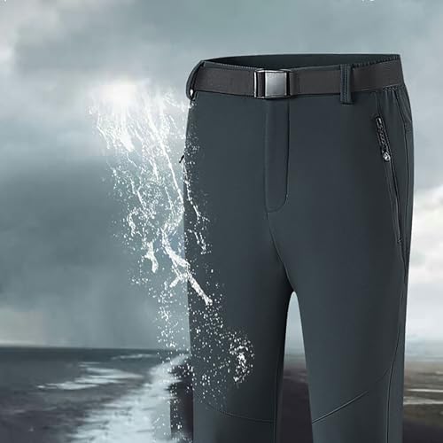 Pantalones de softshell para mujer de invierno para hombre, pantalones de senderismo, impermeables, impermeables, con cremallera, pantalones de esquí, pantalones de nieve, transpirables, pantalones de - imagen 7