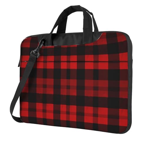 Maletín para portátil rojo y negro a cuadros 14'' miniatura 1