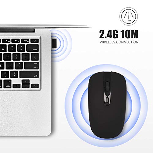 Image of cimetech Wireless Mouse, 2.4G Slim Cordless Mouse Less Noise for Laptop Ergonomic Optical with Nano Receiver USB Mouse for Laptop, Deskbtop, MacBook (Black)