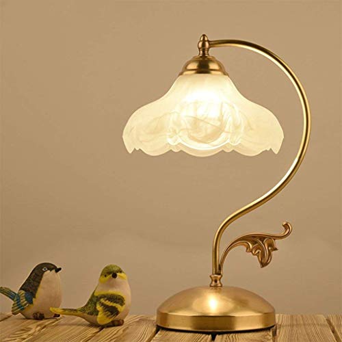 Lampe de table rétro en cuivre pur et verre lotus chic