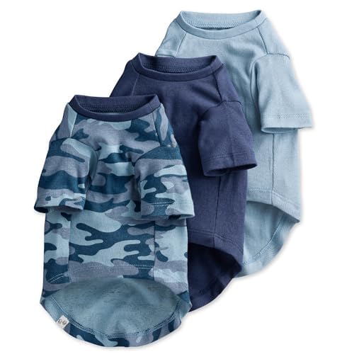 Pet Passion Toby II - The Perfect Tee 3 Pack Short Sleeve Pet T-Shirt 100% Organic Cotton Tees Clothes for Small Medium Large Dogs Navy Camo Medium (20-45 lbs)