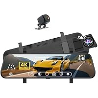 BAOHZ 10'' Touch Screen 4K Front and Rear Mirror Dash Cam