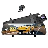 4K Mirror Dash Cam Front and Rear, 10'' Touch Screen Rear Digital View 1080P Rear Mirror Camera for Cars...