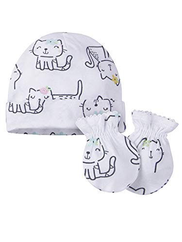 Onesies Brand Unisex Baby 12-Piece Cap and Mitten Set, cats, 0-6 Months