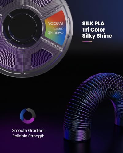 Image of YOOPAI Silk Tri-Color PLA Filament 1.75mm, 3-in-1 Coextrusion Multicolor PLA 3D Printer Filament, Shiny Color Change Silk PLA,1kg Spool (2.2lbs), Black Purple Blue