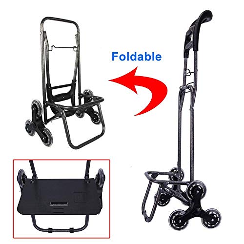 WLKINF Einkaufstrolley, tragbar, zusammenklappbar, leicht, Treppenkletterwagen, mit dreieckigem Kristallrad, für 110… – Bild 6