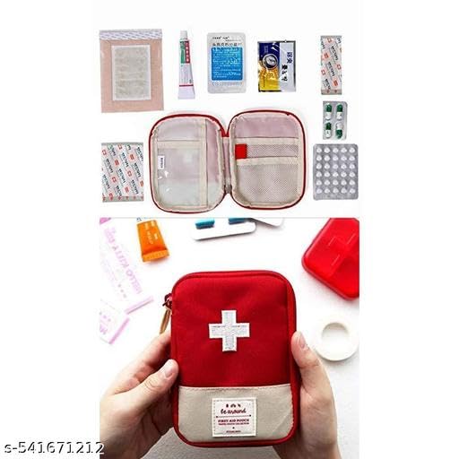 KENYS First Aid Bag,Empty First Aid Pouch,Mini Portable Medical Bag for Outdoor Camping Hiking Travel Emergency,Multifunction Emergency Medicine Storage Red colorr. 3