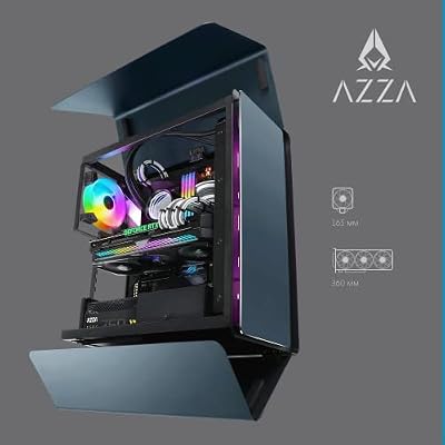 AZZA CAST PC Case - ATX Mid-Tower with Aluminum Wings, Mesh & Plate Front Panels, Open Chassis with Detachable Frame & Customizable Exterior, 360mm Radiator Support, 120mm ARGB Rear Fan - Black