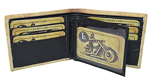 Leatherboss Men's Stylish Printed Motorcycle Biker Bifold Credit Card Cash Holder Wallet with Gift Box for Men2