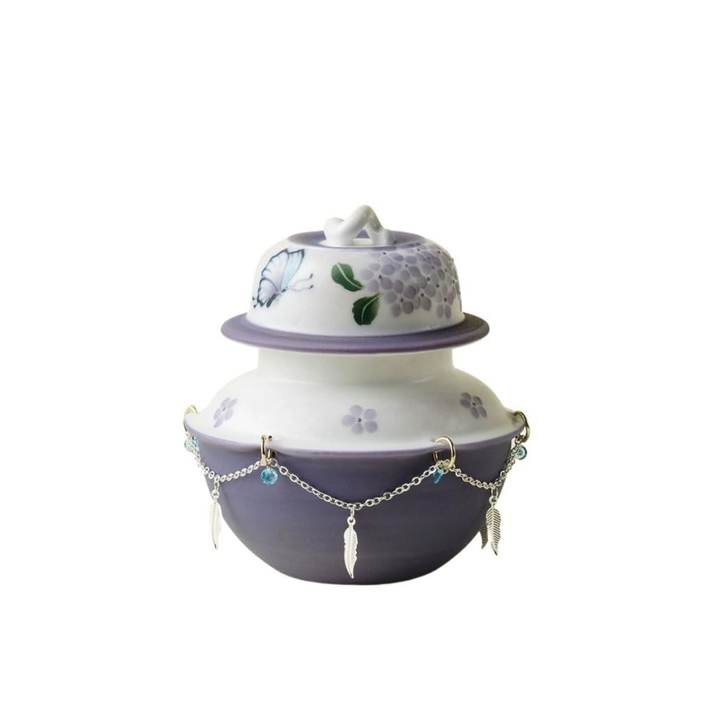 ENGENDER Tea Storage Jar Hand-painted Butterfly Ceramic Tea Can Pendant Sealed Storage Mini Small Jar