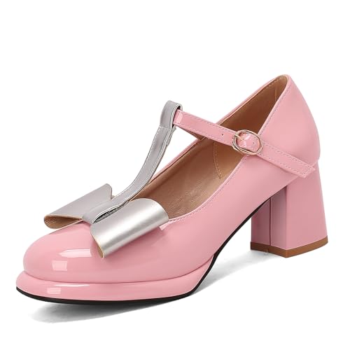 Chaussures Mary Janes Lizoleor à talon et bout carré pour le bureau et les sorties