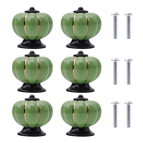 NAKUPENDA 6Pcs Boutons Ceramique Tiroirs Bouton de Meubles en Céramique Forme de Citrouille Poignées de Placard pour Meubles Armoires de Cuisine, Tiroirs,...