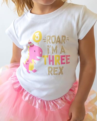 Luke and Lulu 3rd Birthday Girl Outfit - Three Rex Girl Outfit - Third Birthday Shirt Tutu Three Rex Decorations4