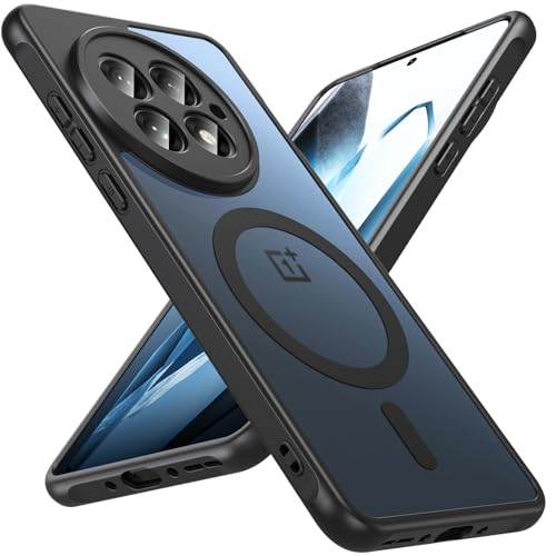 BESINPO Magnetisch Für Oneplus 13 Hülle Militärschutz Handyhülle für Oneplus 13 mit MagSafe Matt Transluzente Robust Schutzhülle Case Cover 2025(Schwarz)
