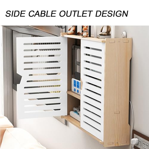 Cache-routeur WiFi bois solution rangement esthétique pour salon - 5