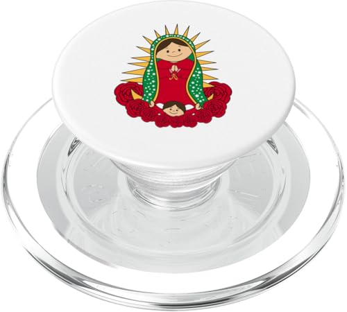 Santa María de Guadalupe Cartoon Reina del Cielo Floral PopSockets PopGrip per MagSafe