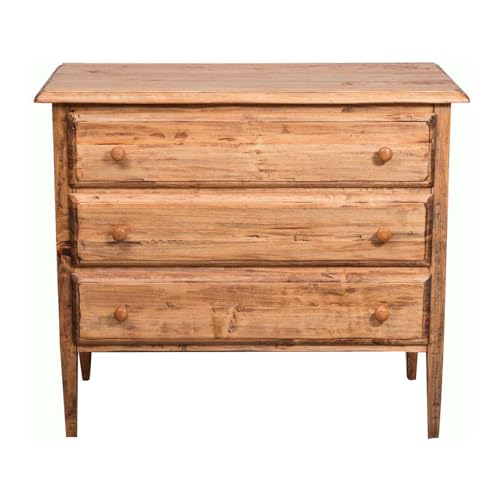 Biscottini Cómoda de madera maciza de 100 x 48 x 85 cm | Cómoda Shabby Chic blanca | Como cajonera vintage 3 cajones | aparador vintage