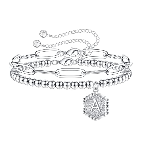 Iefwell Silver Bracelets For Women, Initials A Bracelets Silver Bracelets For Women Silver Initial Bracelets For Teen Girls Silver Jewelry Teen Girl Gifts #TOP30