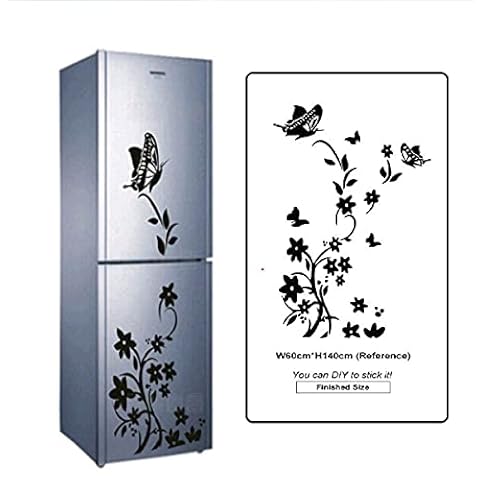 Linni's Decals | Butterfly Flowers Fridge Decor Stickers DIY | Wall Decor, Garage, Garden House, Trailer Cover