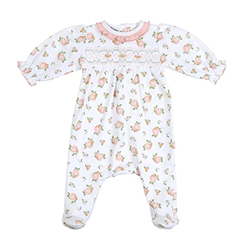 Magnolia Baby Baby Girl Pink Pumpkins Smocked Printed Footie Pink
