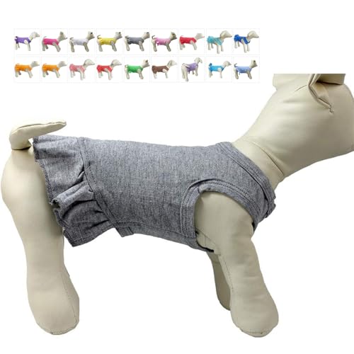 Pet Clothes Small Dog Clothing Blank Color Sport Dress T-Shirts Tee Dresses Tanks Top for Small Size Female Dogs Summer Spring Pet Costumes 100% Cotton (M, Gray)