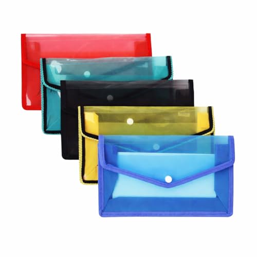 Image of Kosh Plastic Flexi Button Bag | Cheque Book Holder | Document Holder | Passbook Holder Cheque Pouch (Pack of 5)