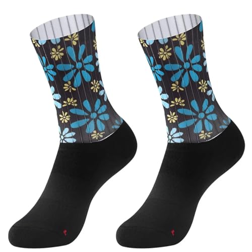 Cycling Socks Aero Striped Cycling Socks Non-Slip Seamless Silicone Running Sports Road Cycling Socks 1Pc