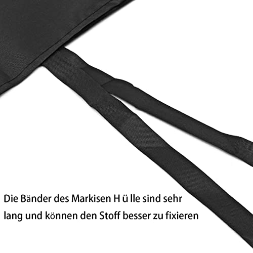 6M Markisenabdeckung JDMA 420D Oxford Abdeckung Markise winterschutz Wasserdicht Ersatzstoff für Markise mit Aufbewahrungstasche (Schwarz, 6M)