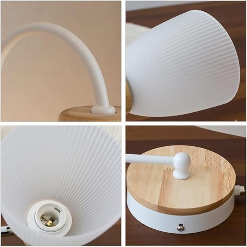 Aplique de pared E27 con interruptor de madera blanca para mesita de noche 6