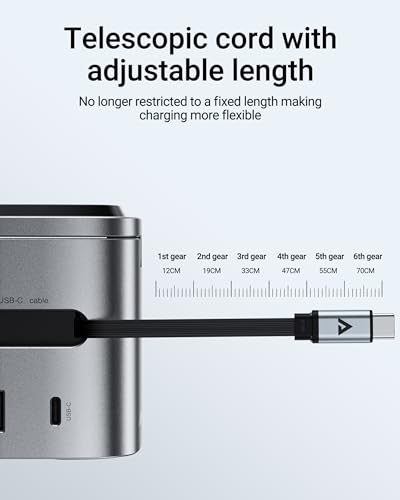 Image of INICIO 6-in-1 80W Foldable GaN Magsafe Charging Station,Built in Apple Watch & Airpods Magnetic Wireless Charger, 60W PD USB C Retractable Cable for iPhone 17 16 Galaxy S26 S25 Ultra MacBook iPad Pro