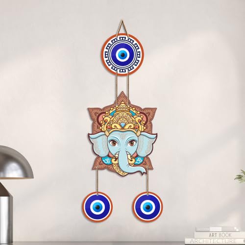 Image of Artvibes Lord Ganesha Evil Eye Wall Hanging for Home Entrance | Spiritual Nazar Battu MDF Wall Decor | Vastu Decorative Wall Art for Living Room | Office | Temple & Main Door | Gift Item (WH 8552N)