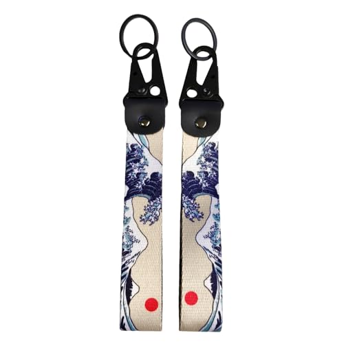 Image of 2Pcs Motorcycle Keychain Motorcycle Key Tag JDM Jet Tag Keychain Heavy Duty Wrist Lanyard Keychain for Car,Motorcycle
